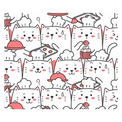 Cute-cat-chef-cooking-seamless-pattern-cartoon Two Sides Premium Plush Fleece Blanket (small) by Simbadda