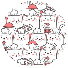 Cute-cat-chef-cooking-seamless-pattern-cartoon Wooden Puzzle Round by Simbadda