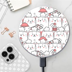 Cute-cat-chef-cooking-seamless-pattern-cartoon Wireless Fast Charger(white) by Simbadda