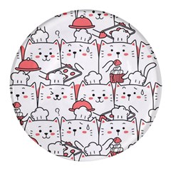 Cute-cat-chef-cooking-seamless-pattern-cartoon Round Glass Fridge Magnet (4 Pack) by Simbadda