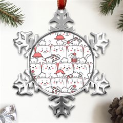 Cute-cat-chef-cooking-seamless-pattern-cartoon Metal Small Snowflake Ornament by Simbadda