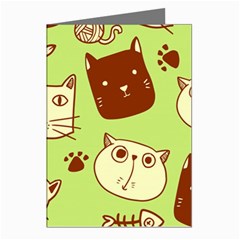 Cute-hand-drawn-cat-seamless-pattern Greeting Cards (pkg Of 8) by Simbadda