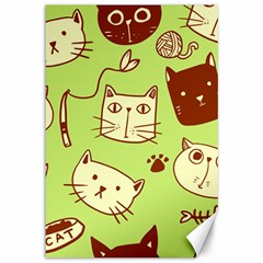 Cute-hand-drawn-cat-seamless-pattern Canvas 12  X 18  by Simbadda