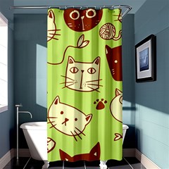 Cute-hand-drawn-cat-seamless-pattern Shower Curtain 36  X 72  (stall)  by Simbadda