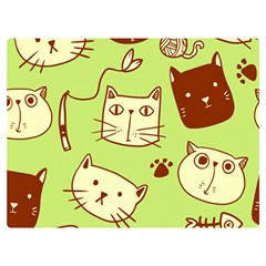 Cute-hand-drawn-cat-seamless-pattern Two Sides Premium Plush Fleece Blanket (extra Small) by Simbadda