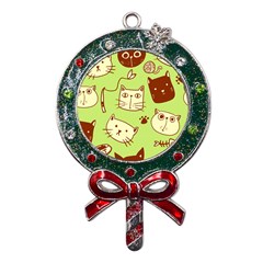 Cute-hand-drawn-cat-seamless-pattern Metal X mas Lollipop With Crystal Ornament