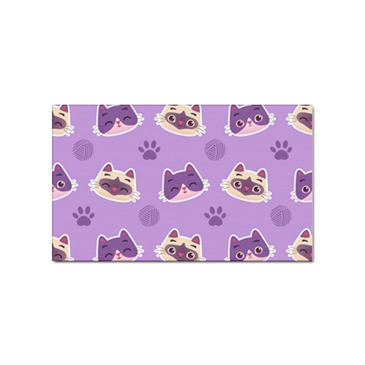 Cute-colorful-cat-kitten-with-paw-yarn-ball-seamless-pattern Sticker (Rectangular)