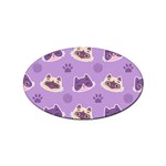 Cute-colorful-cat-kitten-with-paw-yarn-ball-seamless-pattern Sticker Oval (10 pack) Front