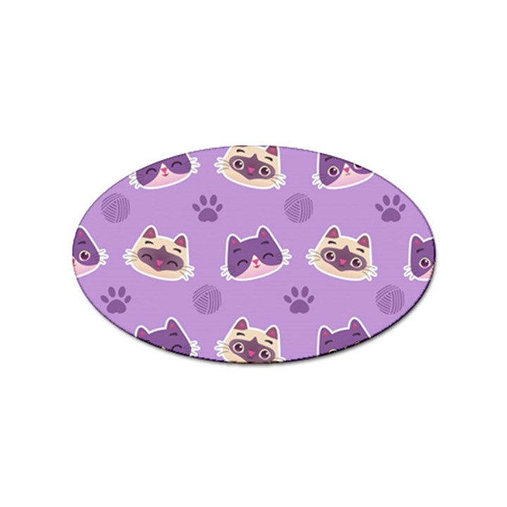 Cute-colorful-cat-kitten-with-paw-yarn-ball-seamless-pattern Sticker Oval (10 pack)