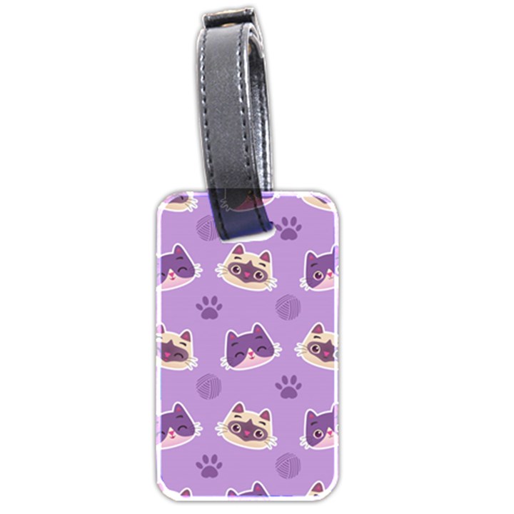 Cute-colorful-cat-kitten-with-paw-yarn-ball-seamless-pattern Luggage Tag (two sides)