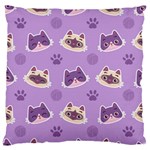 Cute-colorful-cat-kitten-with-paw-yarn-ball-seamless-pattern Large Premium Plush Fleece Cushion Case (Two Sides) Back