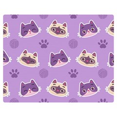 Cute-colorful-cat-kitten-with-paw-yarn-ball-seamless-pattern Two Sides Premium Plush Fleece Blanket (medium) by Simbadda