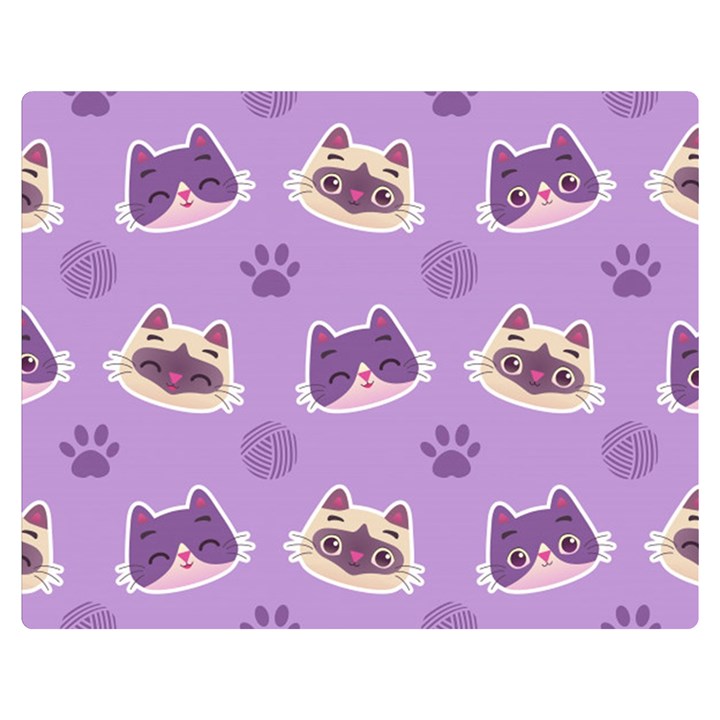 Cute-colorful-cat-kitten-with-paw-yarn-ball-seamless-pattern Two Sides Premium Plush Fleece Blanket (Medium)