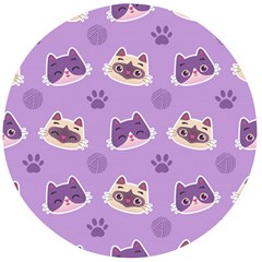 Cute-colorful-cat-kitten-with-paw-yarn-ball-seamless-pattern Wooden Bottle Opener (round) by Simbadda