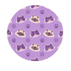 Cute-colorful-cat-kitten-with-paw-yarn-ball-seamless-pattern Mini Round Pill Box (pack Of 3)