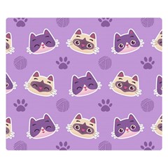 Cute-colorful-cat-kitten-with-paw-yarn-ball-seamless-pattern Premium Plush Fleece Blanket (small) by Simbadda