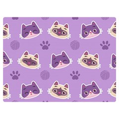 Cute-colorful-cat-kitten-with-paw-yarn-ball-seamless-pattern Two Sides Premium Plush Fleece Blanket (extra Small) by Simbadda