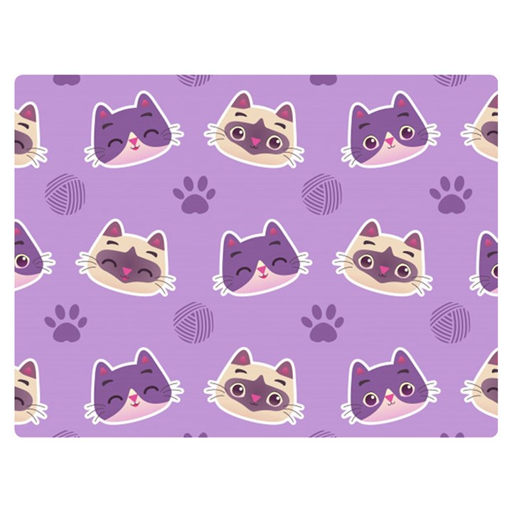 Cute-colorful-cat-kitten-with-paw-yarn-ball-seamless-pattern Two Sides Premium Plush Fleece Blanket (Extra Small)