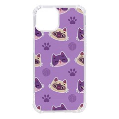 Cute-colorful-cat-kitten-with-paw-yarn-ball-seamless-pattern Iphone 14 Tpu Uv Print Case