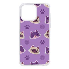 Cute-colorful-cat-kitten-with-paw-yarn-ball-seamless-pattern Iphone 14 Pro Max Tpu Uv Print Case by Simbadda