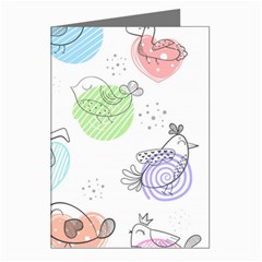 Cartoon-bird-cute-doodle-bird Greeting Cards (pkg Of 8) by Simbadda