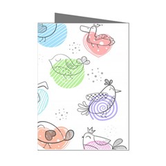 Cartoon-bird-cute-doodle-bird Mini Greeting Cards (pkg Of 8) by Simbadda