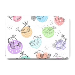 Cartoon-bird-cute-doodle-bird Small Doormat by Simbadda