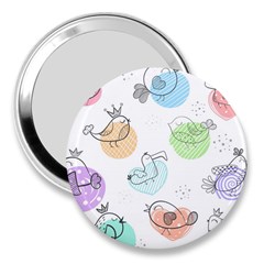 Cartoon-bird-cute-doodle-bird 3  Handbag Mirrors by Simbadda