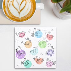 Cartoon-bird-cute-doodle-bird Uv Print Square Tile Coaster  by Simbadda