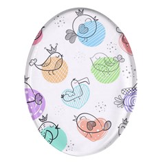 Cartoon-bird-cute-doodle-bird Oval Glass Fridge Magnet (4 Pack) by Simbadda