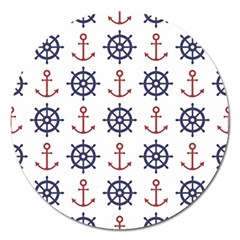 Nautical-seamless-pattern Magnet 5  (round) by Simbadda