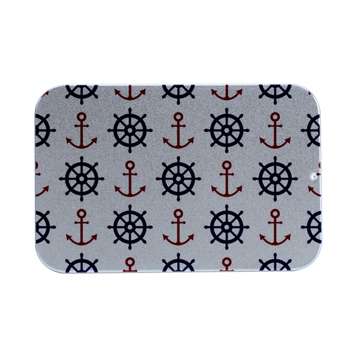 Nautical-seamless-pattern Open Lid Metal Box (Silver)  