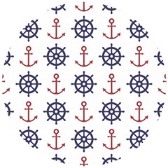 Nautical-seamless-pattern Wooden Puzzle Round by Simbadda