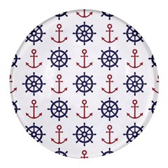 Nautical-seamless-pattern Round Glass Fridge Magnet (4 Pack)