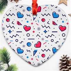 Hearts-seamless-pattern-memphis-style Heart Ornament (two Sides)