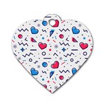 Hearts-seamless-pattern-memphis-style Dog Tag Heart (Two Sides) Front