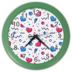 Hearts-seamless-pattern-memphis-style Color Wall Clock by Simbadda