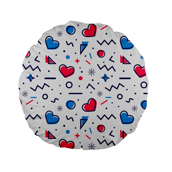 Hearts-seamless-pattern-memphis-style Standard 15  Premium Round Cushions