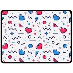 Hearts-seamless-pattern-memphis-style Two Sides Fleece Blanket (large) by Simbadda