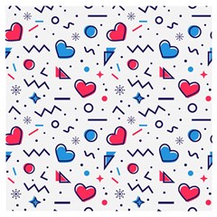 Hearts-seamless-pattern-memphis-style Wooden Puzzle Square by Simbadda