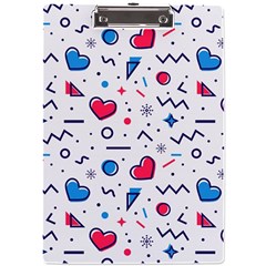 Hearts-seamless-pattern-memphis-style A4 Acrylic Clipboard by Simbadda