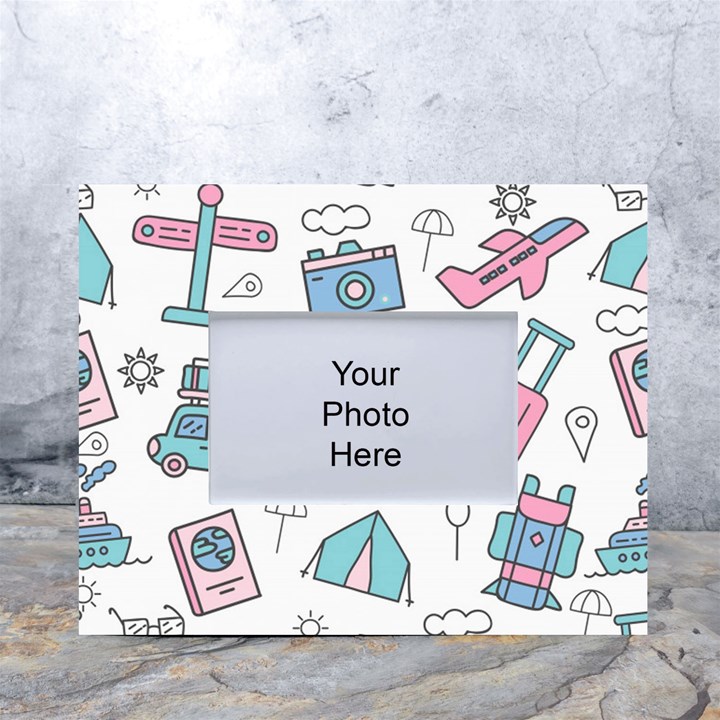 Transportation Seamless Pattern White Tabletop Photo Frame 4 x6 