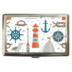 Nautical-elements-pattern-background Cigarette Money Case by Simbadda