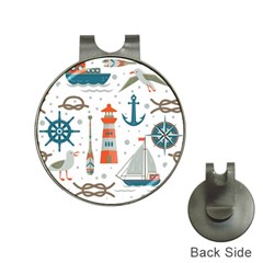 Nautical-elements-pattern-background Hat Clips With Golf Markers by Simbadda