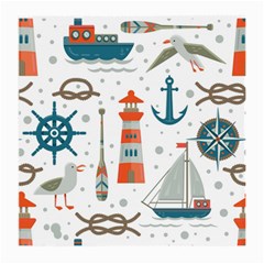 Nautical-elements-pattern-background Medium Glasses Cloth (2 Sides) by Simbadda