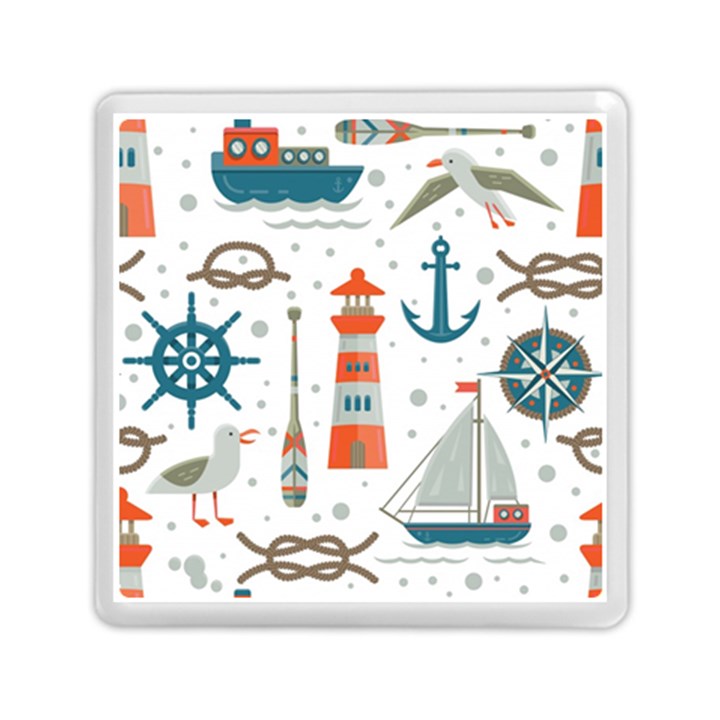 Nautical-elements-pattern-background Memory Card Reader (Square)