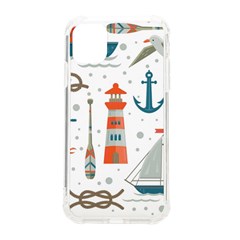 Nautical-elements-pattern-background Iphone 11 Tpu Uv Print Case by Simbadda