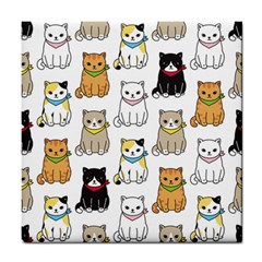 Cat-kitten-seamless-pattern Tile Coaster by Simbadda