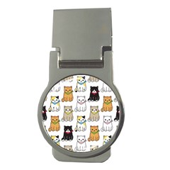 Cat-kitten-seamless-pattern Money Clips (round)  by Simbadda