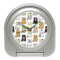 Cat-kitten-seamless-pattern Travel Alarm Clock by Simbadda